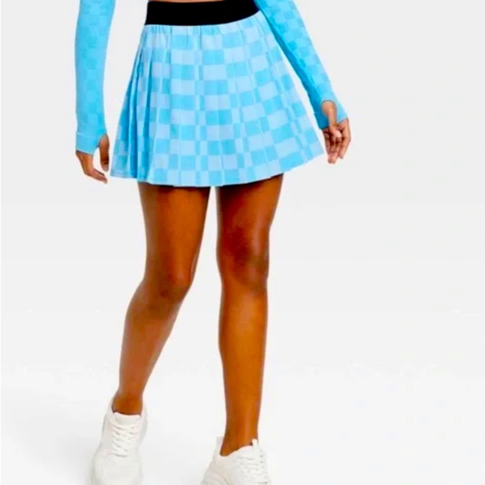 Blue Checkered Skirt- Aesthetic Sportswear